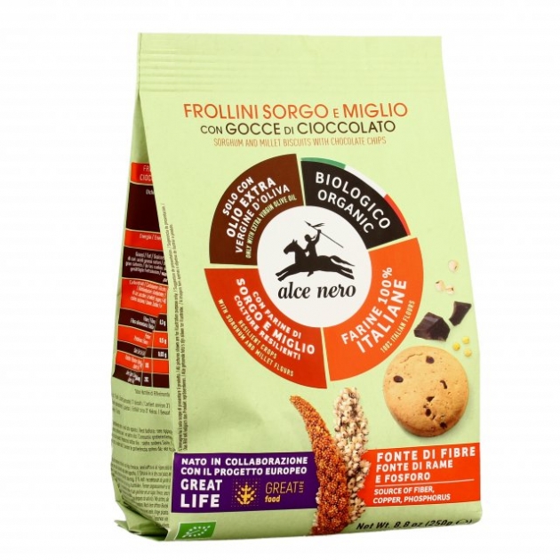 Frollini sorgo e miglio con gocce di cioccolato